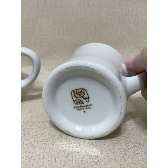 VTG REGO White Heavy Restaurant Ware Coffee Mug Cup Set Of 2 Chunky Chubby - Picture 6 of 11